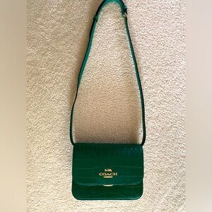 Embossed Crocodile Leather Coach Brynn Jade Crossbody bag